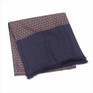 Auth Hermes Scarf Black Beige Woman unisex